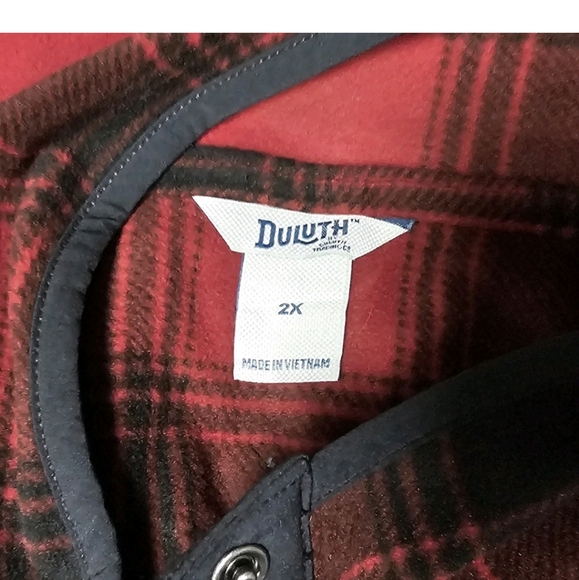 New Duluth Trading Fleece Pulllover 2X Red Plaid - Picture 5 of 7
